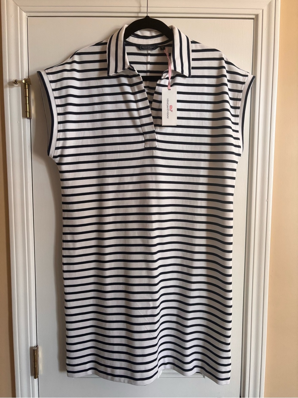 Vineyard Vines Margo Striped Polo Dress - White & Navy, NWT